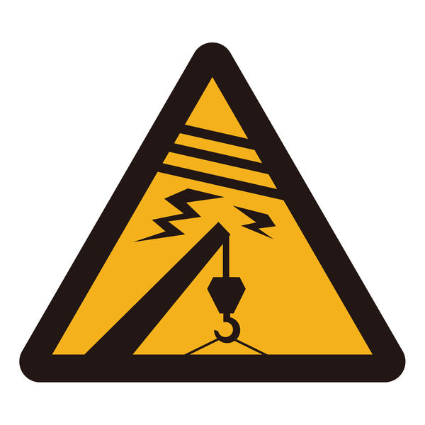グリーンクロス ＪＩＳ警告標識ピクトサインステッカーＷ２００　ＣＡＶー０５Ｓ　注意上部架空線　1枚（直送品）