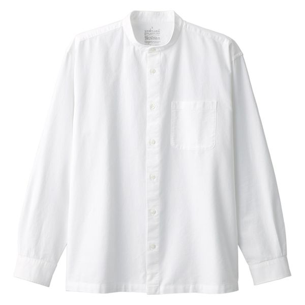 【メンズ】無印良品 洗いざらしオックススタンドカラー長袖シャツ 紳士 M 白 良品計画