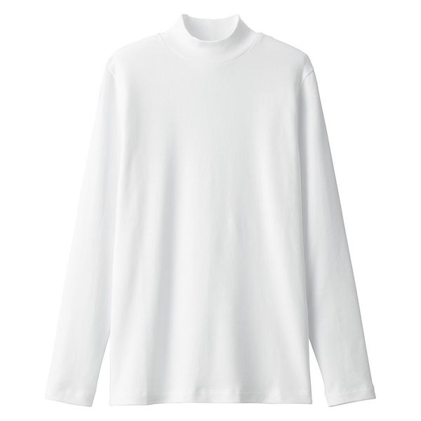 【レディース】無印良品 ストレッチフライス編みハイネック長袖Tシャツ 婦人 L 白 良品計画