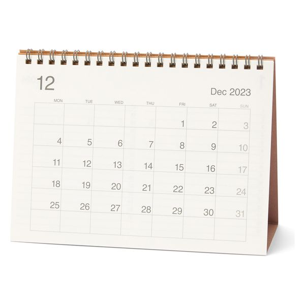 無印良品 バガスペーパー月曜始まりカレンダー 中 2023年12月～2024年12月 約145×200mm 卓上用 良品計画