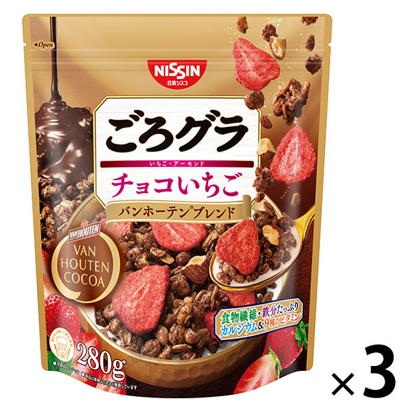 日清シスコ ごろグラ チョコいちご バンホーテンブレンド 280g 1セット（3個）シリアル - アスクル