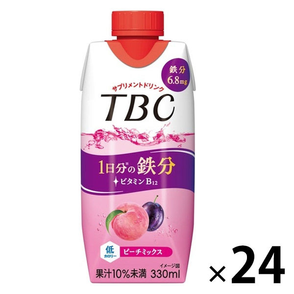 森永乳業 TBC 1日分の鉄分 ピーチミックス 330ml 1セット（24本）【紙パック】 飲料 サプリメントドリンク - アスクル