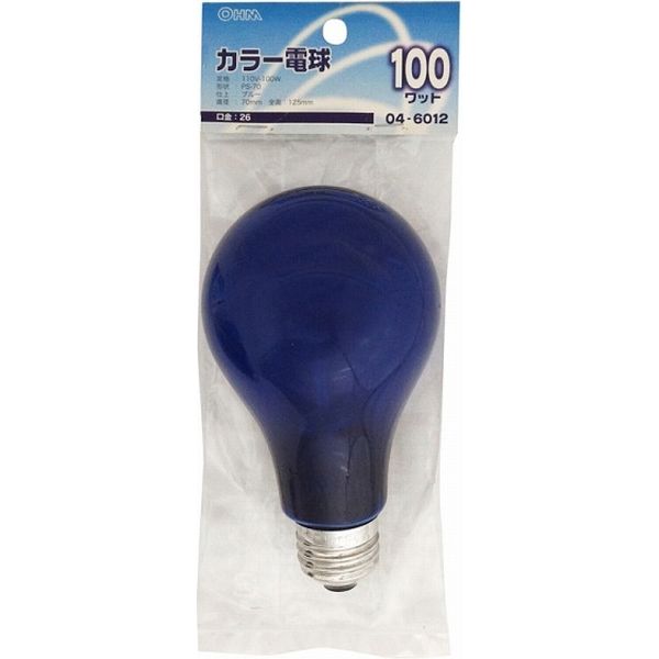 株式会社オーム電機 白熱カラー電球 E26 100W ブルー 04-6012 1個（直送品）