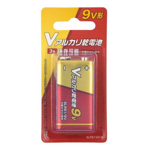 オーム電機 Vアルカリ乾電池 9V形 08-4045 1個