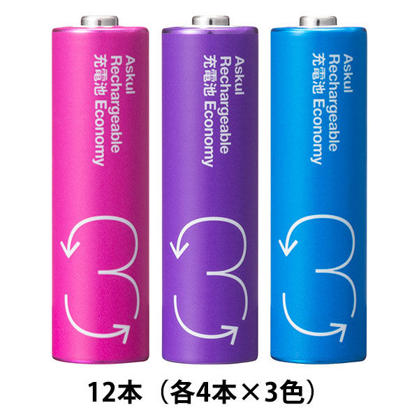 アスクルオリジナル 充電式・ニッケル水素電池 充電池 単3形 950mAh 3