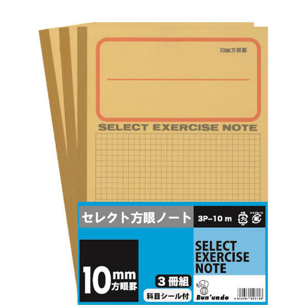 文運堂 学習帳　10ミリ方眼　3冊組 3P-10M 3セット（直送品）