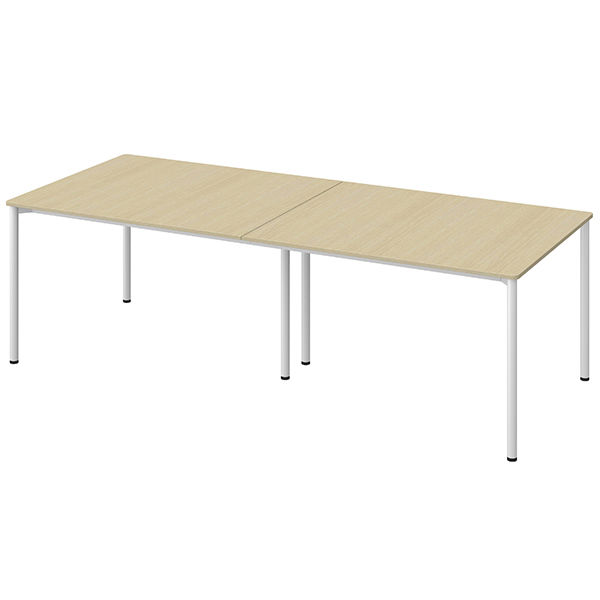 アスクル マルチワークロングテーブル　幅2400×奥行1000×高さ720mm　ライトウッド/ホワイト 1台(2梱包)  オリジナル