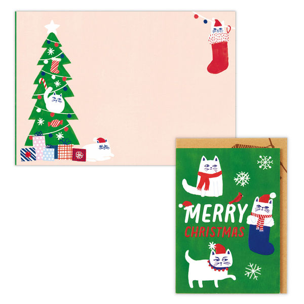 日本ホールマーク クリスマスカード クリスマスキャット 807627 6枚（直送品）