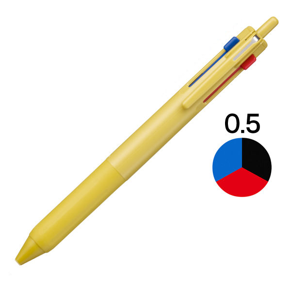 ジェットストリーム3色ボールペン 0.5mm 黒インク70％増量タイプ マスタード SXE350705.3 1本