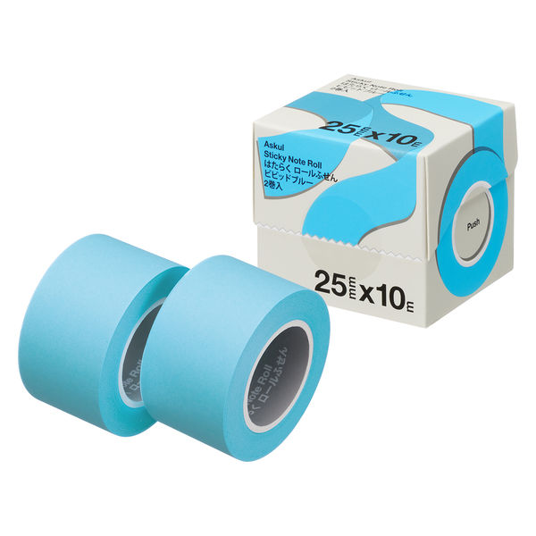 アスクル はたらく ロールふせん 25mm×10m巻 ビビッドブルー 1箱 アスクル はたらく ロールふせん 25mm×10m巻 ビビッドブルー 1箱
