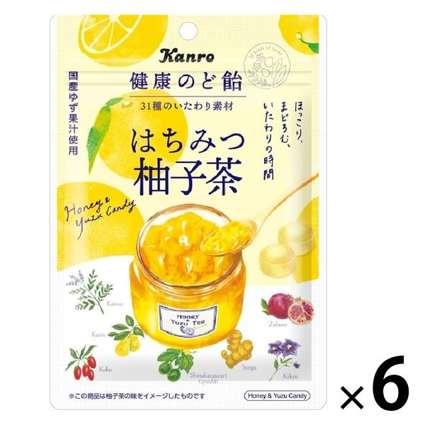 健康のど飴はちみつ柚子茶 80g 6袋 カンロ キャンディ