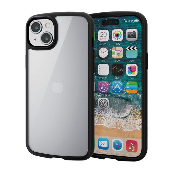 iPhone15 Plus ケース 衝撃吸収 フレームカラー ブラック PM-A23BTSLFCBK エレコム 1個（直送品）