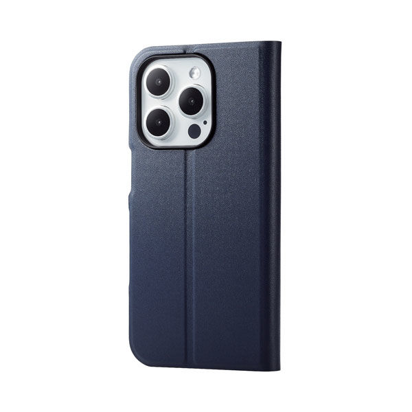 iPhone15 Pro ケース レザー 手帳型 磁石 軽量 ネイビー PM-A23CPLFUNV エレコム 1個（直送品）
