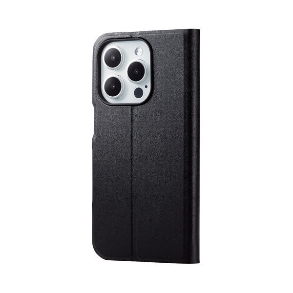 iPhone15 Pro ケース レザー 手帳型 磁石 軽量 ブラック PM-A23CPLFUBK エレコム 1個（直送品）