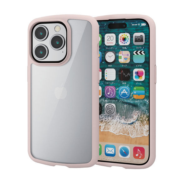 iPhone15 Pro ケース ハイブリッド 衝撃吸収 フレームカラー ピンク PM-A23CTSLFCPN エレコム 1個（直送品）