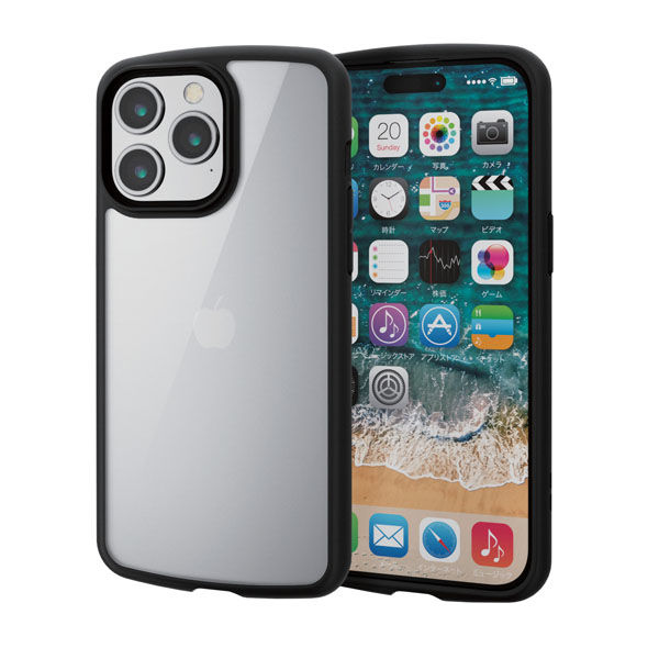 iPhone15 Pro Max ケース 衝撃吸収 軽量 フレームカラー ブラック PM-A23DTSLFCBK エレコム 1個（直送品）
