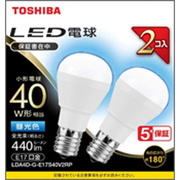 東芝 LED電球 ミニクリプトン形 E17 40W形 昼光色 2個入 16-0673 1個（直送品）
