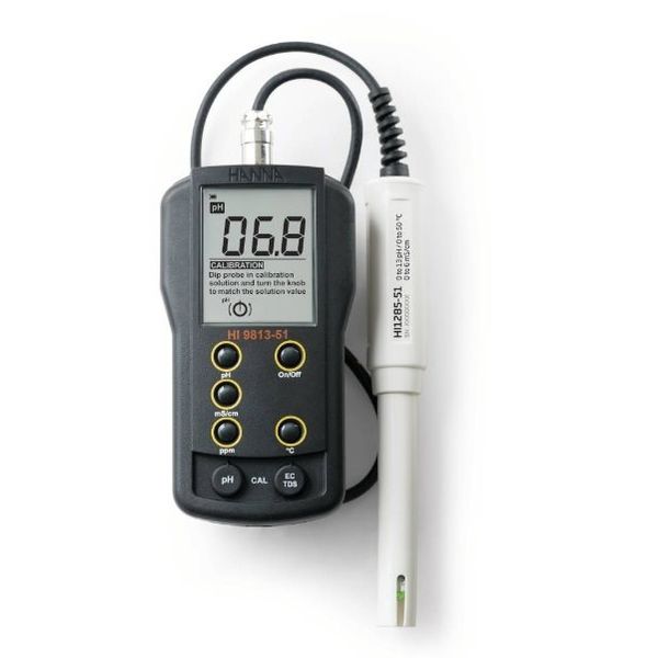 ハンナインスツルメンツ ポータブルpH/ EC/ TDS/ °C計 HI 9813ー51 HI9813-51 1式(直送品)