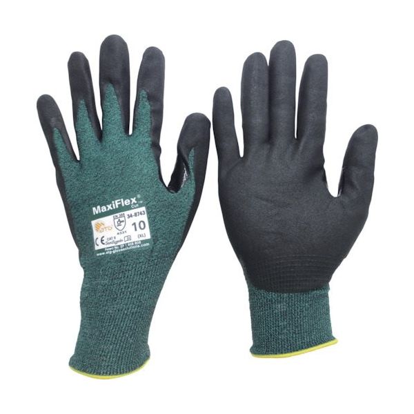 ATG 作業手袋 耐切創 MaxiFlex Cut 34-8743 グリーン/ブラック
