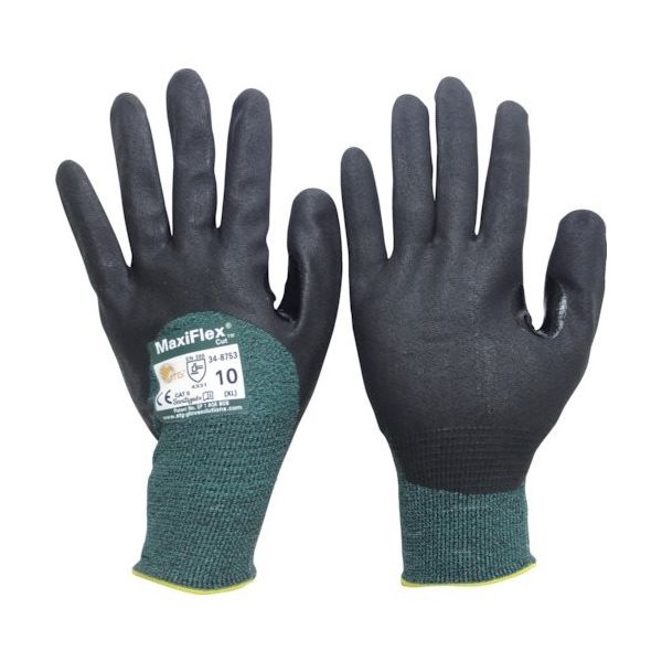 ATG 作業手袋 耐切創 MaxiFlex Cut 34-8753 グリーン/ブラック