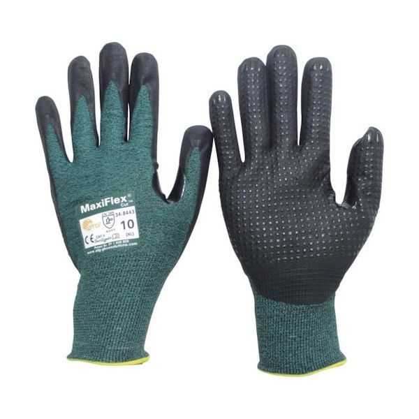 ATG 作業手袋 耐切創 MaxiFlex Cut 34-8443 グリーン/ブラック