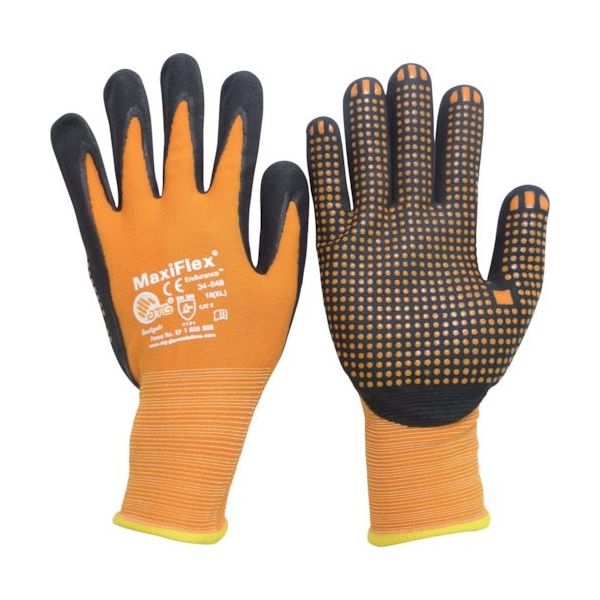 作業手袋 ATG グリップ強化 MaxiFlex Endurance 34-848 オレンジ/ブラック