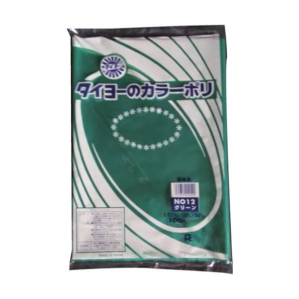 中川製袋化工 タイヨー カラーポリ袋035(グリーン) No.12 (100枚入り) S222991 1袋(100枚) 556-7706（直送品）