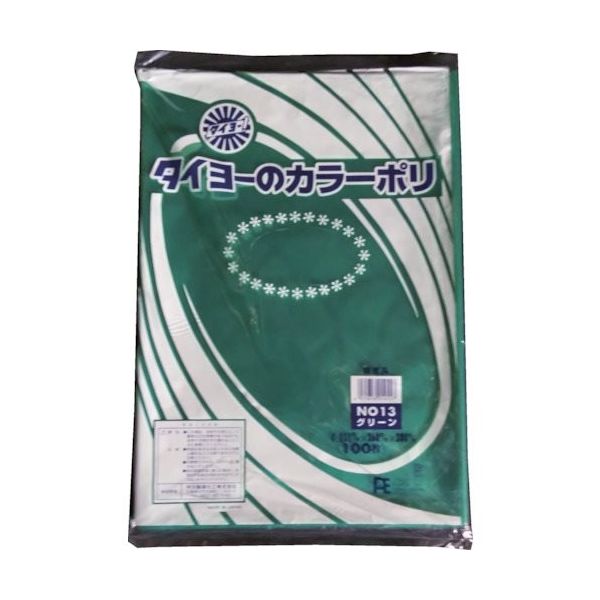 中川製袋化工 タイヨー カラーポリ袋035(グリーン) No.13 (100枚入り) S222993 1袋(100枚) 556-7714（直送品）