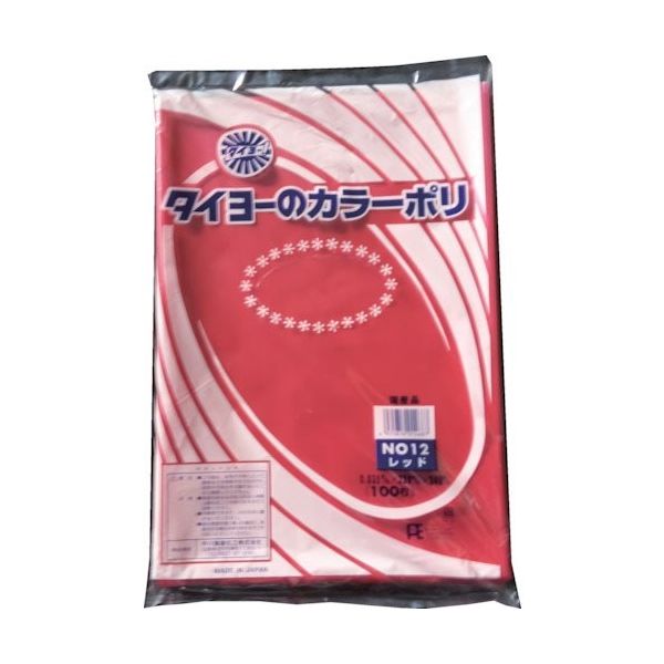 中川製袋化工 タイヨー カラーポリ袋035(レッド) No.12 (100枚入り) S222963 1袋(100枚) 557-1352（直送品）