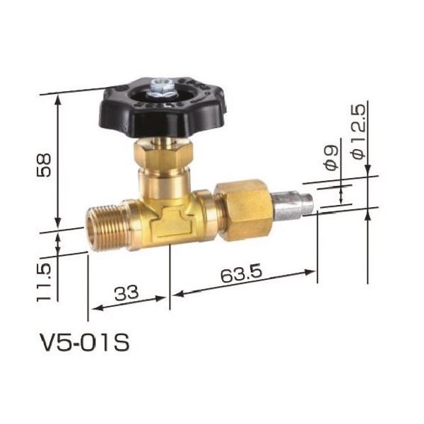ヤマト産業 YAMATO 配管用 取出口バルブ V5ー04S C2H2用 1個 268-7894（直送品）