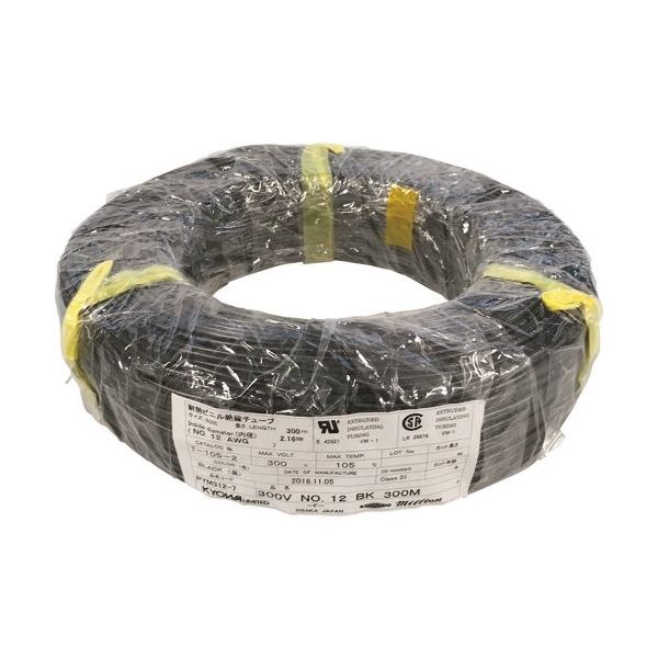 共和 ミリオン 耐熱ビニル絶縁チューブ(UL・CSA) Tー105 (600V 105°C) 黒 200m PYM609-7 1巻（直送品）