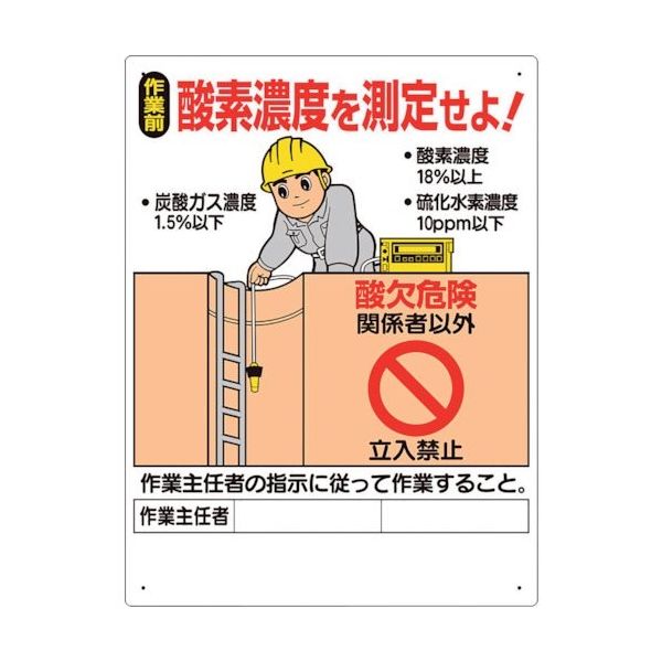 ユニット 酸欠関係標識 酸素濃度を測定せよ! 324-07A 1枚 105