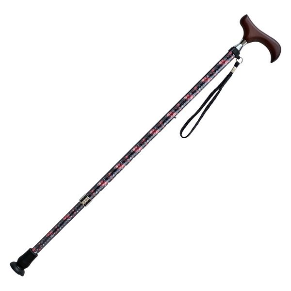 ケイ・ホスピア 愛杖 Eシリーズ　伸縮 柄タイプ ブラック花柄 E-254A 1本（直送品）