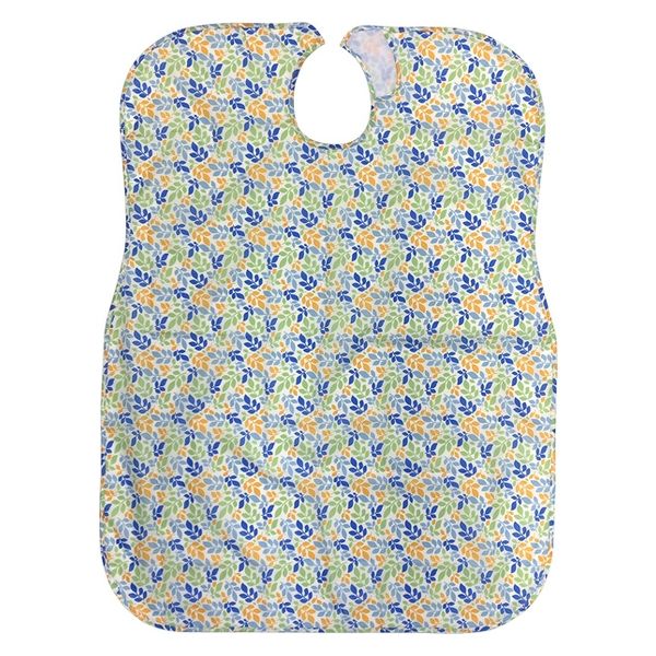 ニシキ 大人用食事用エプロン リーフ柄ブルー P9692 1枚（直送品）