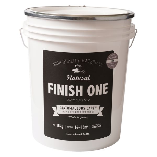ワンウィル FINISH ONE 珪藻土 18kg グレー209321　1缶（直送品）