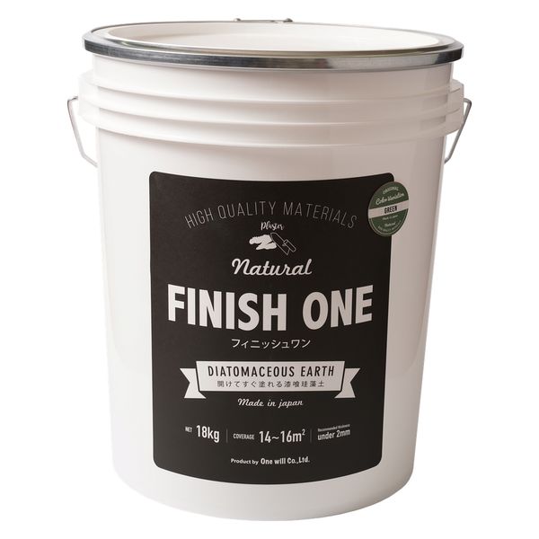 ワンウィル FINISH ONE 珪藻土 18kg グリーン209327　1缶（直送品）