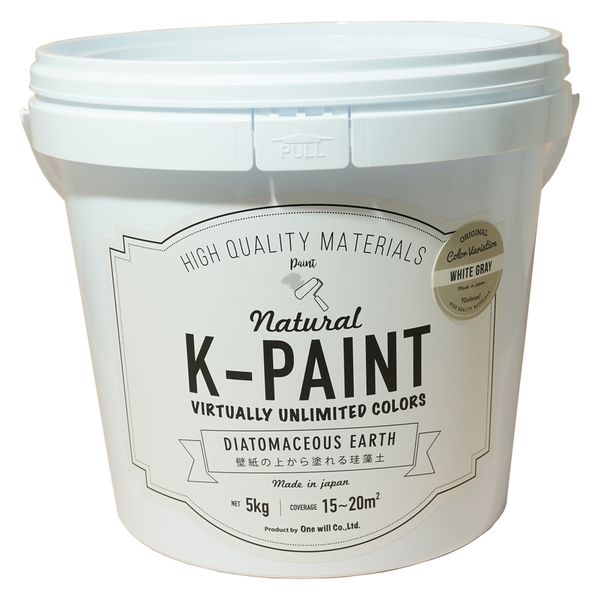 ワンウィル K-PAINT 珪藻土 5kg ホワイトグレー209377　1缶（直送品）