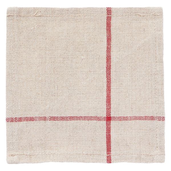 無印良品 麻平織 コースター 生成×赤 約10×10cm 良品計画
