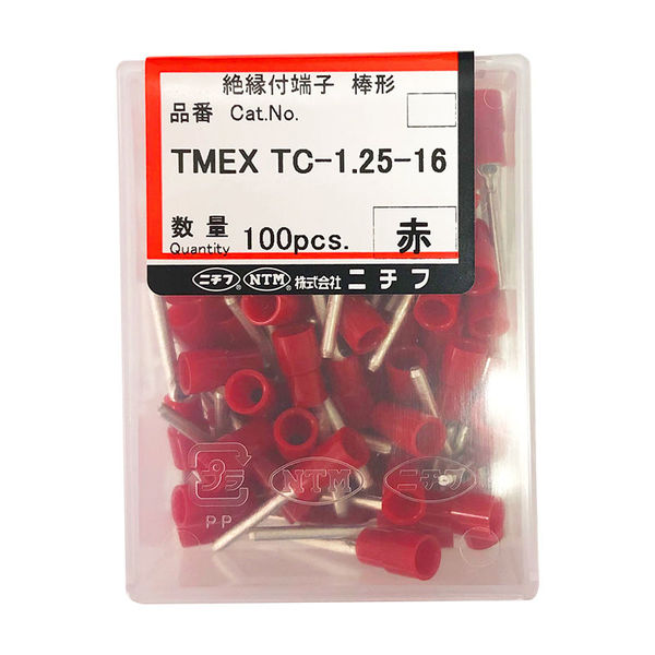ニチフ 圧着端子 絶縁棒型 TMEX TC-1.25-16 100個入 赤 00-8667 1個（直送品）