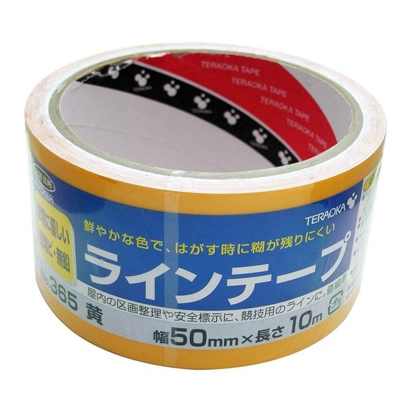 寺岡製作所 標示用 ラインテープ 黄 50mm×10m No.365-Y 1セット(4巻