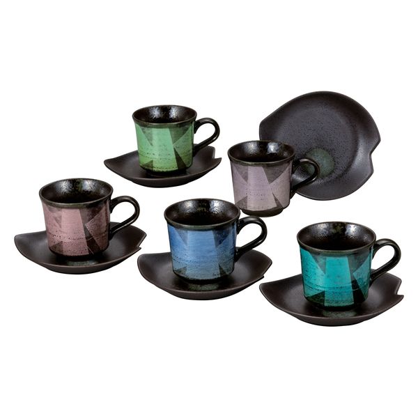 伊野正峰 日本の伝統工芸品【九谷焼】 コーヒーセット 銀彩 (K9