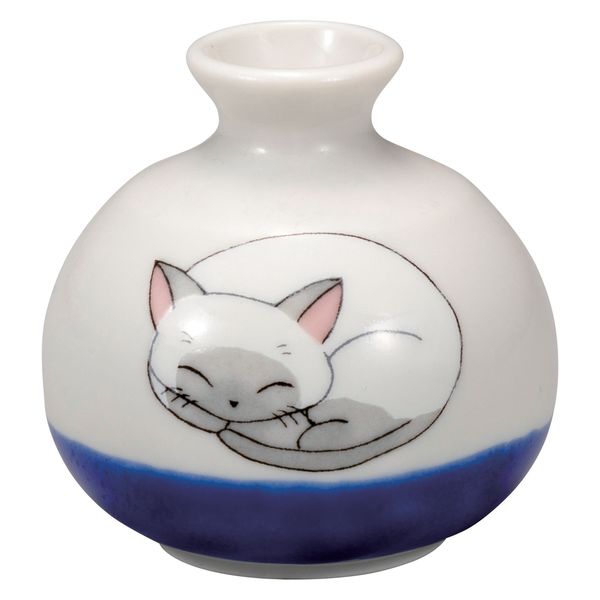 陶磁器新品 九谷焼 眠り猫 9.6cm 角小皿 醤油皿 美山窯 キジ白 ねこ