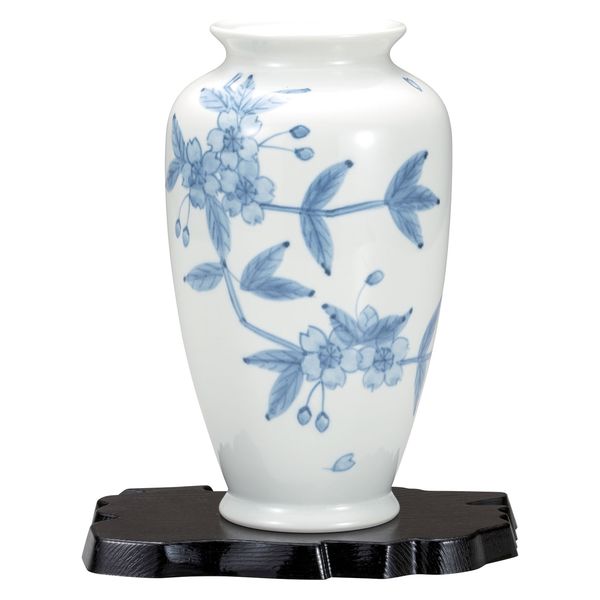九谷焼 花瓶 淡桜釉 更紗紋 - 花瓶