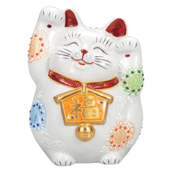 伊野正峰 日本の伝統工芸品【九谷焼】 K8-1483 4.5号絵馬招き猫 白盛 1個（直送品） - アスクル