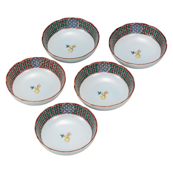 伊野正峰 日本の伝統工芸品【九谷焼】 4号小鉢揃 うさぎ (K9-217