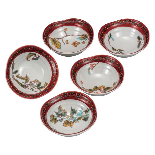 伊野正峰 日本の伝統工芸品【九谷焼】 4.2号小鉢揃 木の実絵変り