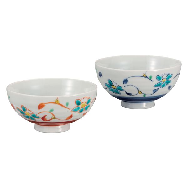 伊野正峰 日本の伝統工芸品【九谷焼】 K8-474　組飯碗 花唐草　1個（直送品）