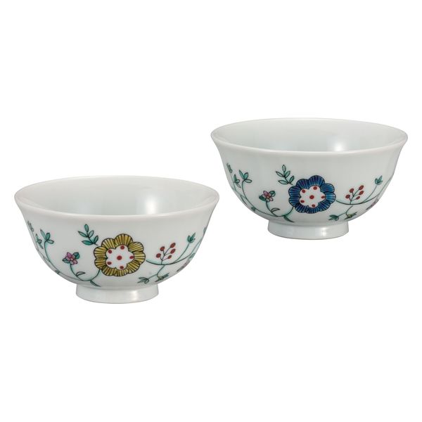 伊野正峰 日本の伝統工芸品【九谷焼】 K8-491　組飯碗 花唐草紋　双鳩窯　1個（直送品）