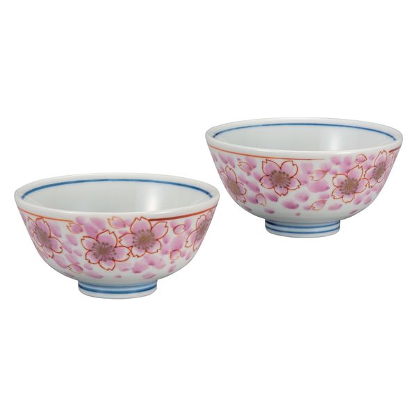 伊野正峰 日本の伝統工芸品【九谷焼】 K8-499　組飯碗 金彩桜　福田昇竜　1個（直送品）