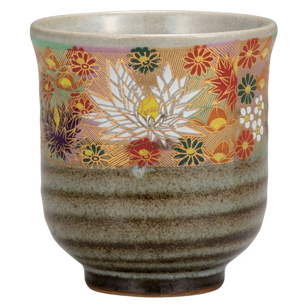 伊野正峰 日本の伝統工芸品【九谷焼】 湯呑 本金花詰 (K9-712